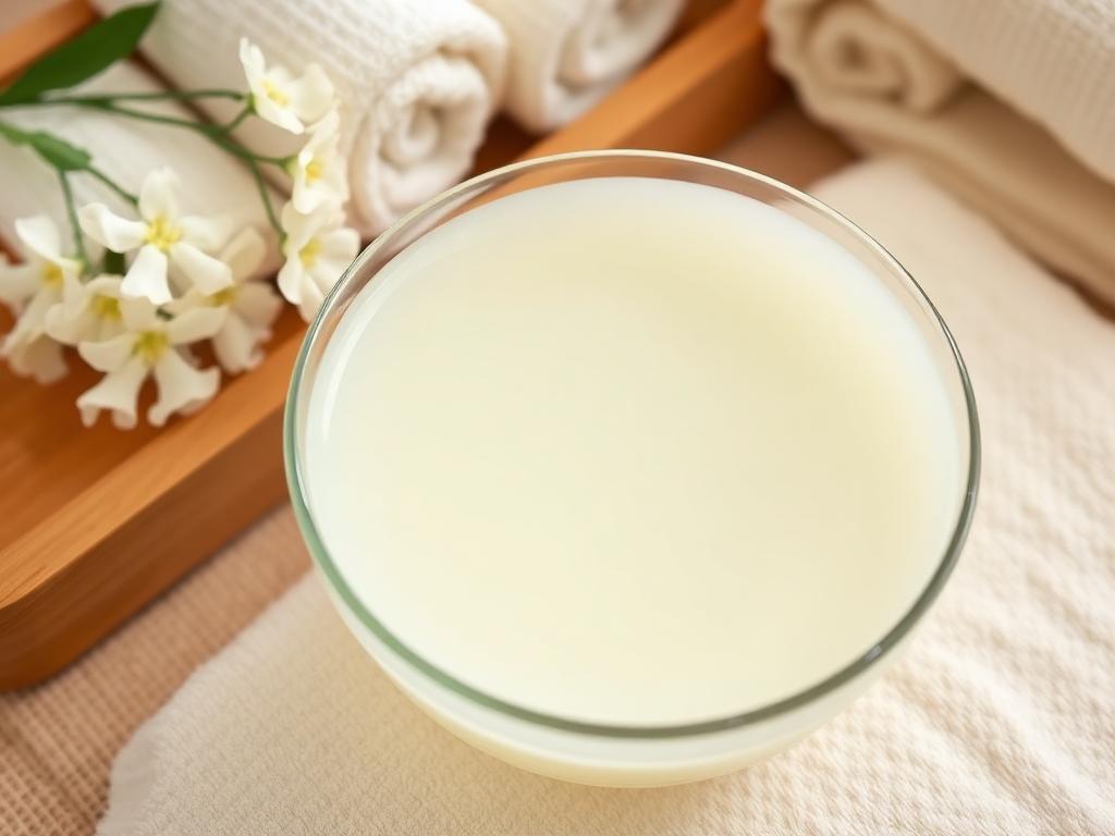 Gel Jelly Spa de Chá Branco em recipiente de vidro sobre bandeja de madeira com toalhas e flores